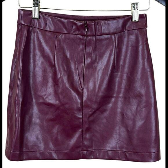 Altar d State | Dark Cherry‎ | Cognac Faux Leather A-Line Skirt | Size Small NWT - Picture 2 of 5
